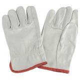 (12) Pairs Leather Gloves W/ Red Fleece Lining