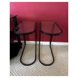 (2) Glass Side End Tables