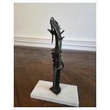 Abstract Cast Iron Sculpture on Marble Base (8in