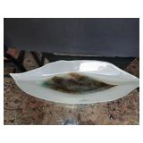 19"ï¿½7" Rosenthal Frosted Glass Leaf Shaped Dish