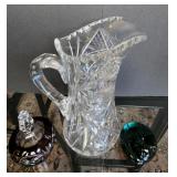 Glass Pitcher, Bell & Paperweight