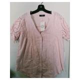 NWT Pink Cotton Eyelet Blouse Sz MD
