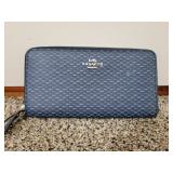 New COACH Wristlet BLUE Legacy Corner Zip Bag