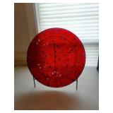 20" Blood Red  Plate With Metal Stand