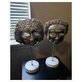 Cast Metal Mask Sculptures 13"