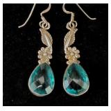 Sterling Silver Green Stone Earrings