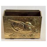 14.5"x5.5"x11" VTG MAGAZINE RACK Gold Brass