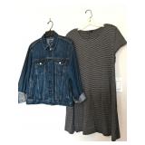 GAP Denim Jacket & Striped Dress Sz L/XL