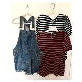 GAP Overall Shorts XL & (2) LG Tops