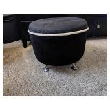 Black Fabric Ottoman w/ Metal Legs