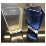 (2) Geometric Thick Vases 8" Tall