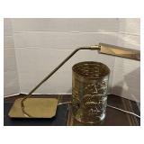Brass Desk Light/ Lamp & Gold Tone 10" Trash Can