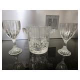 (2) Crystal Wine Glasses & Ice Bucket