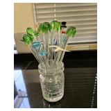 Jar w/Glass Drink Stirers + Bartender