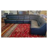 5 Pc Dark Blue Leather Sectional Couch