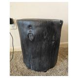 17" H Outdoor Round Faux Wood Stump Side Table