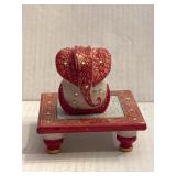 4"x4"x1" Marble Ganesha On Chowki Showpiece