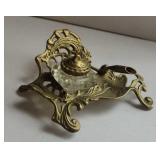 ART NOUVEAU INKWELL Brass with Crystal