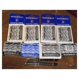 (8) NIB Waternan Fountain Pen Cartridges + Pen