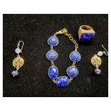 Rough Lapis Bracelet, Lapis Ring Sz 7 & Pr of