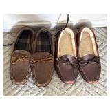 Pr Of Moccasins & Leather Slippers 9.5