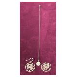 Sterling Silver Necklace & Silver Tone Earrings