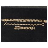 Gold Tone Toggle Necklace & (2) Bracelets