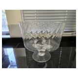 Large Deep Dish Glass Pedestal Bowl, Trifle Bowl