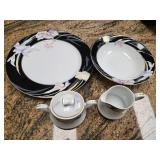12" Mikasa Plate, 9" Bowl + Sugar Creamer Set