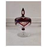 Vintage Bohemian Ruby Flashed Engraved Glass