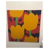 36"x36" Handprinted Fabric Bold Floral Pattern