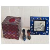 5.5"x5.5"x6" Red Stained Glass Vanity Tissue