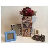 12" Oriental Decor Vase, Frames , 6" Long Cat