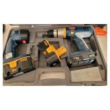 Ryobi Flashlight, Drill & (3) 18 V  Batteries.
