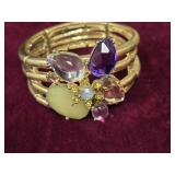 Pretty Gold Tone Stone Chunky Bracelet