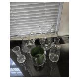 (2) Glass Pitchers, & (4) Vases