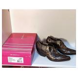 BCBG Leather Western Booties Sz 7.5 Bronze