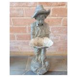 19" Stone Statue of Farmer Boy