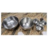 (2) Stainless Mixing Bowls & Stainless Condiment