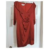 Kay Unger Red Satin Dress Sz 8