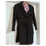 Theory Black Peacoat w/ Scarf Sz MD