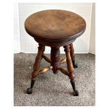 Antique Swivel Adjustable Glass Claw Foot Stool