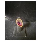 Firenze Faceted Purple Stone Offset Ring Sz 6.5