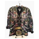 Chicos Silk Jacket Asian Motif Sz XS/S