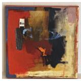 12"x12" Variation in Red and Black I, Abstract by