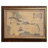 21.5"x 15" West Indies & Caribbean Framed Map Art
