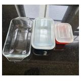 (2) Small Lidded Pyrex Containers + Small Loaf Pan