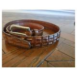 Brown Crocodile Hide Belt Sz 38