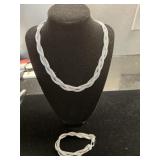 Sterling Silver Rope Twist Necklace & Bracelet