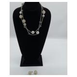 Silver Tone & Crystal Necklace & Earrings